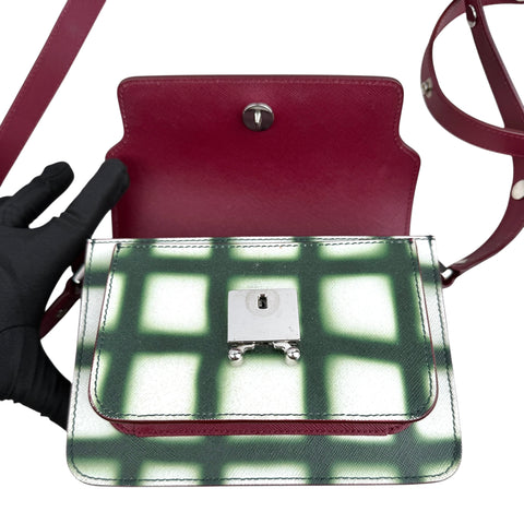 Marni Trunk Mini Grid-Print Leather Shoulder Bag
