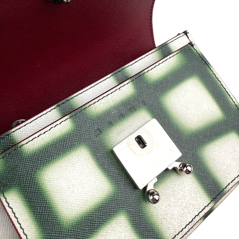 Marni Trunk Mini Grid-Print Leather Shoulder Bag