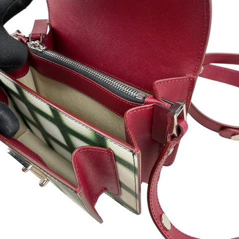 Marni Trunk Mini Grid-Print Leather Shoulder Bag