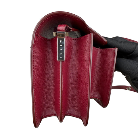 Marni Trunk Mini Grid-Print Leather Shoulder Bag