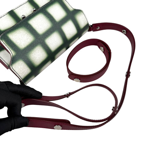 Marni Trunk Mini Grid-Print Leather Shoulder Bag