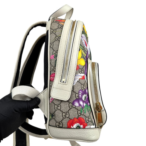 Gucci Floral Backpack White Beige