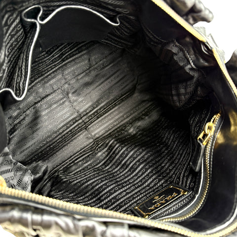 Prada Black Nappa Leather Gaufre Tote Bag