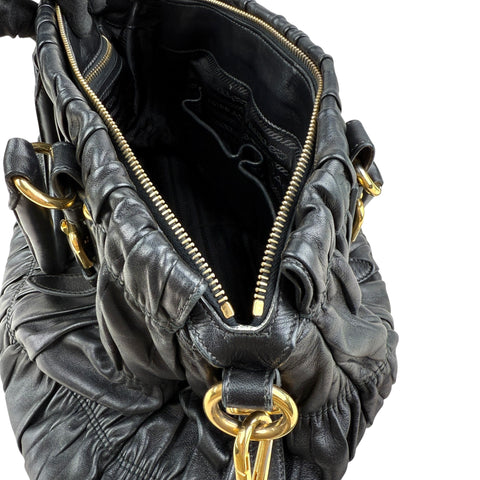 Prada Black Nappa Leather Gaufre Tote Bag