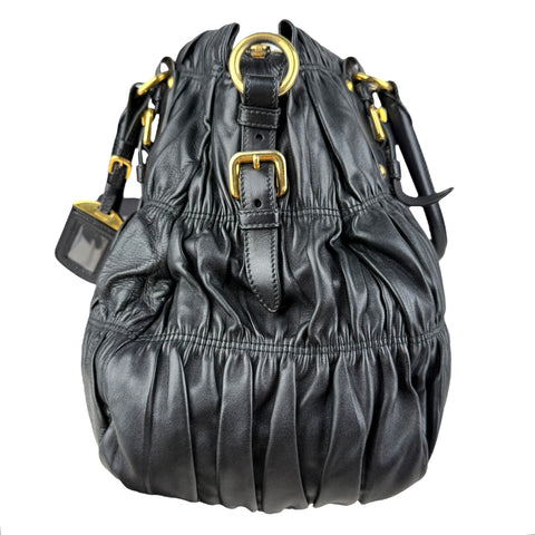 Prada Black Nappa Leather Gaufre Tote Bag