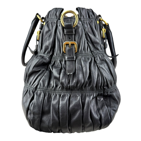 Prada Black Nappa Leather Gaufre Tote Bag