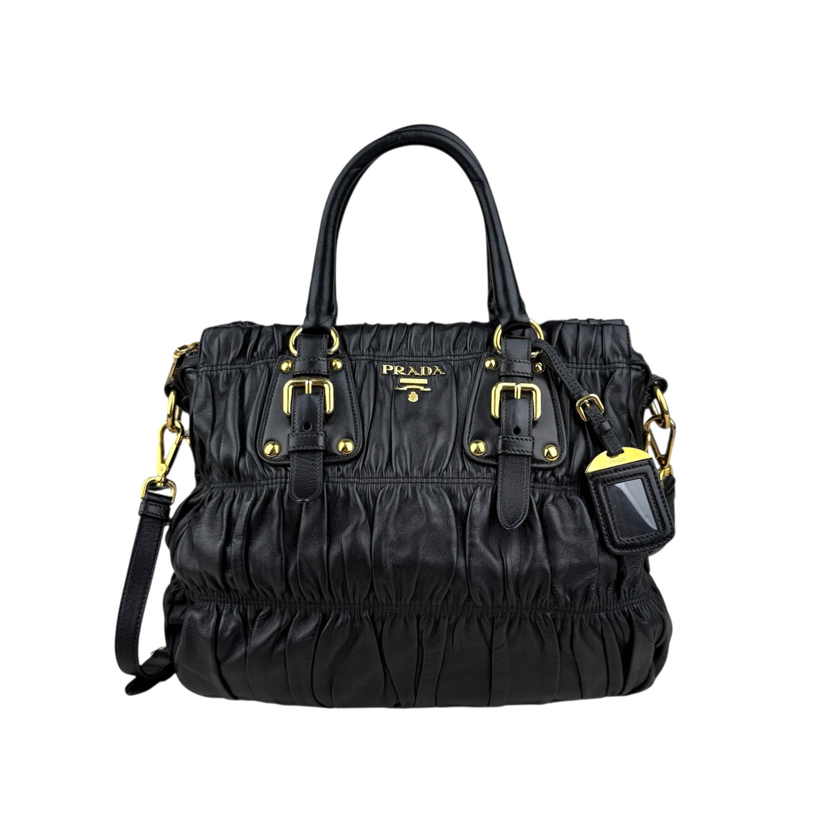 Prada Black Nappa Leather Gaufre Tote Bag