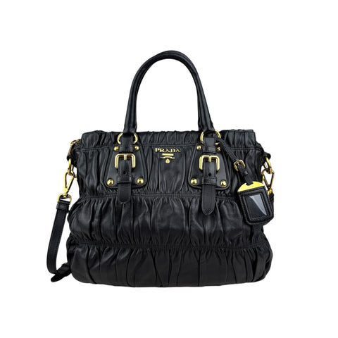 Prada Black Nappa Leather Gaufre Tote Bag