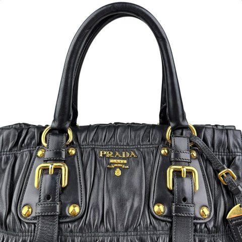 Prada Black Nappa Leather Gaufre Tote Bag