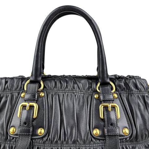 Prada Black Nappa Leather Gaufre Tote Bag