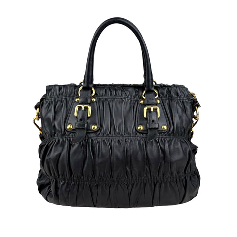 Prada Black Nappa Leather Gaufre Tote Bag