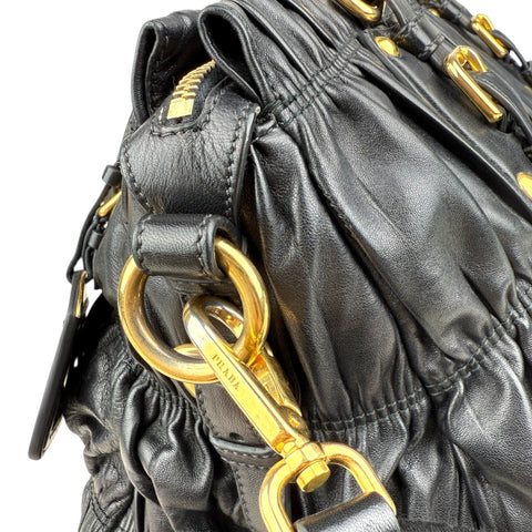 Prada Black Nappa Leather Gaufre Tote Bag