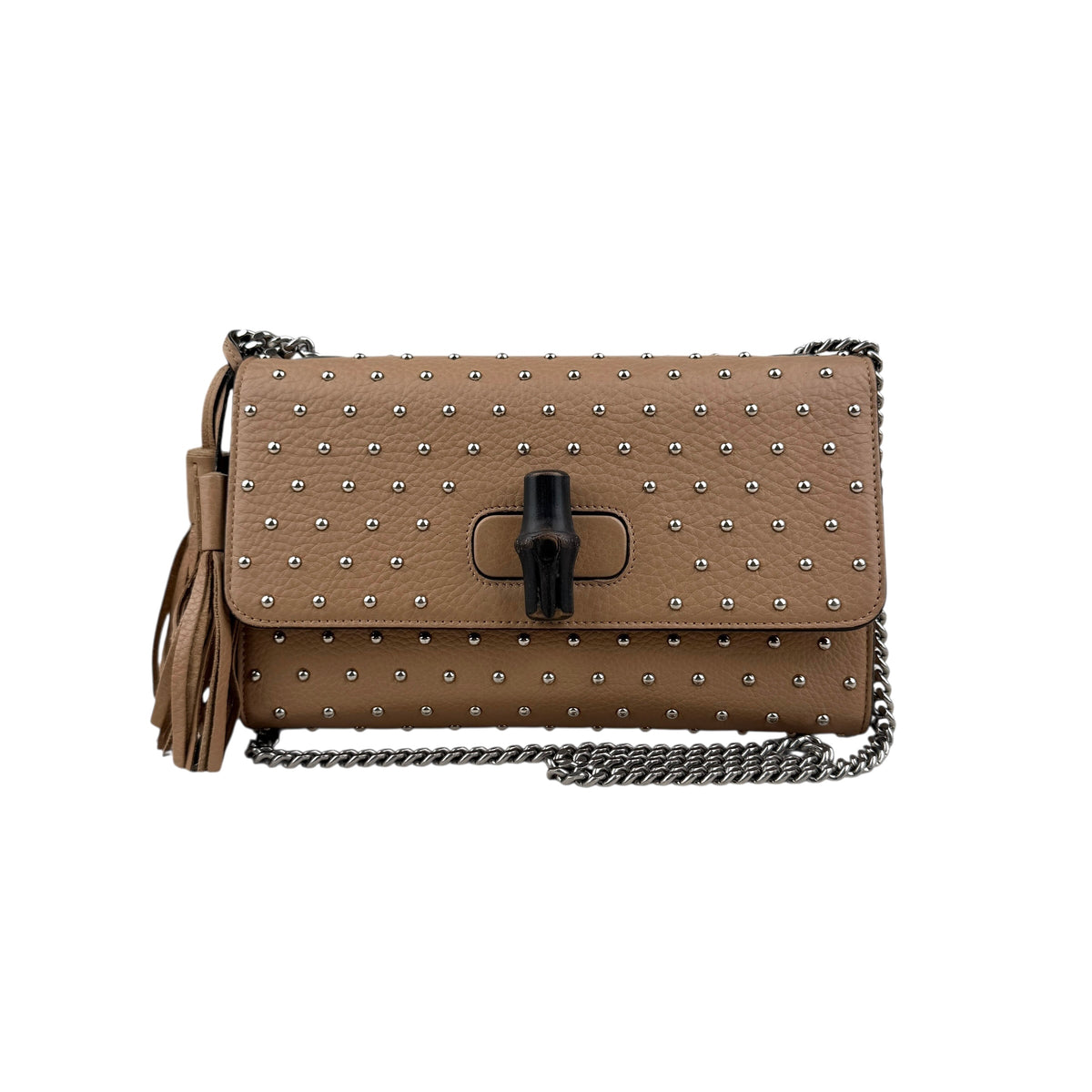 Gucci Studded Leather Miss Bamboo Shoulder Bag
