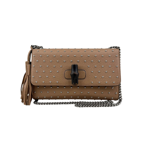 Gucci Studded Leather Miss Bamboo Shoulder Bag