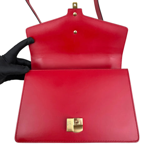 Gucci Sylvie Shoulder Bag Medium Red Leather