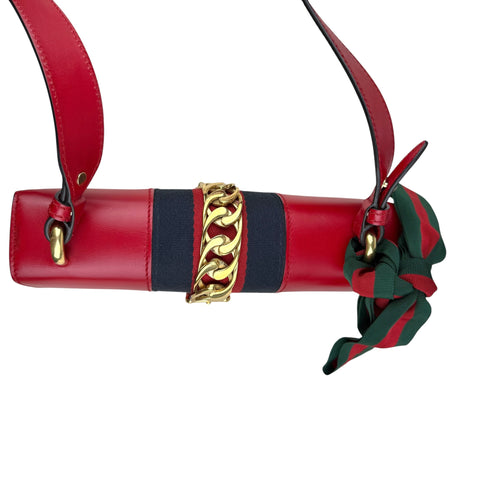 Gucci Sylvie Shoulder Bag Medium Red Leather