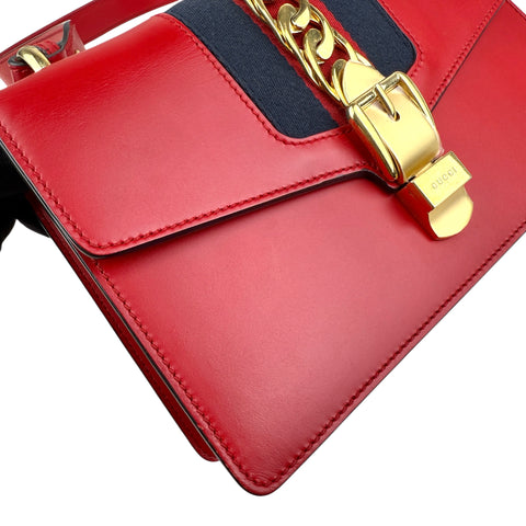 Gucci Sylvie Shoulder Bag Medium Red Leather