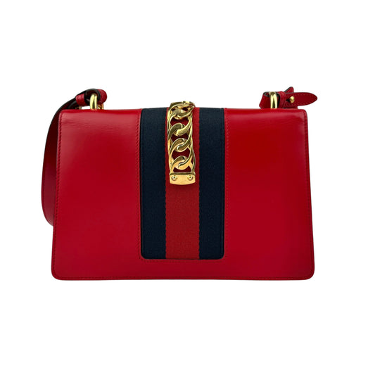 Gucci Sylvie Shoulder Bag Medium Red Leather
