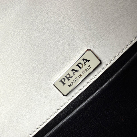 Prada White/Black Saffiano and Leather Crystal Embellished Cahier Crossbody Bag