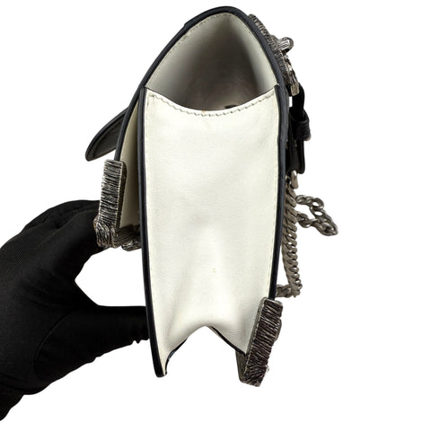 Prada White/Black Saffiano and Leather Crystal Embellished Cahier Crossbody Bag