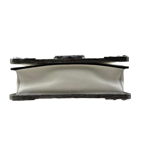 Prada White/Black Saffiano and Leather Crystal Embellished Cahier Crossbody Bag