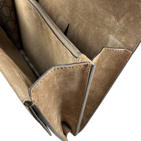 Gucci Beige Embroidered GG Supreme Canvas & Brown Suede Medium Dionysus