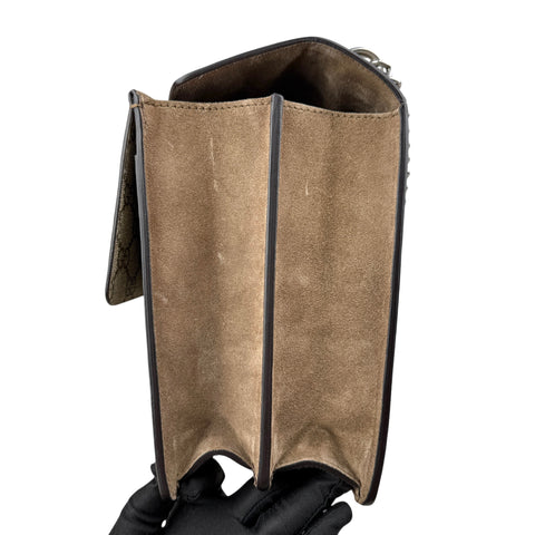 Gucci Beige Embroidered GG Supreme Canvas & Brown Suede Medium Dionysus