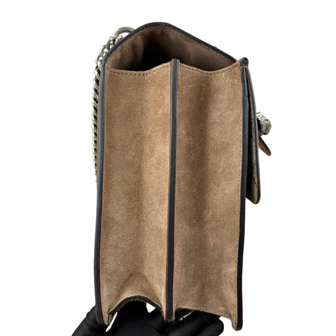 Gucci Beige Embroidered GG Supreme Canvas & Brown Suede Medium Dionysus