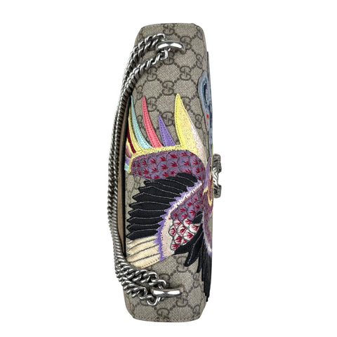 Gucci Beige Embroidered GG Supreme Canvas & Brown Suede Medium Dionysus