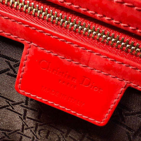 Christian Dior Lady Dior - Medium in Red, Cannage Quilted Patent