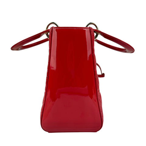 Christian Dior Lady Dior - Medium in Red, Cannage Quilted Patent