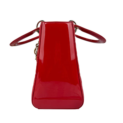 Christian Dior Lady Dior - Medium in Red, Cannage Quilted Patent