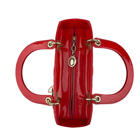 Christian Dior Lady Dior - Medium in Red, Cannage Quilted Patent