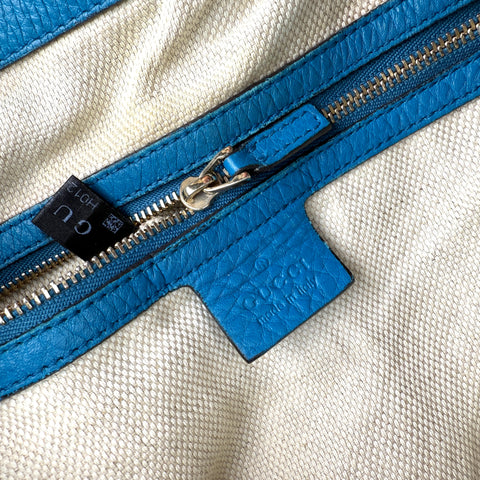 Gucci Teal Pebbled Leather Soho Medium Tote Bag