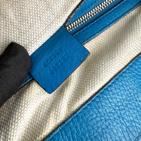 Gucci Teal Pebbled Leather Soho Medium Tote Bag