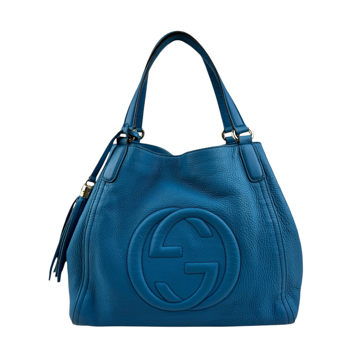Gucci Teal Pebbled Leather Soho Medium Tote Bag