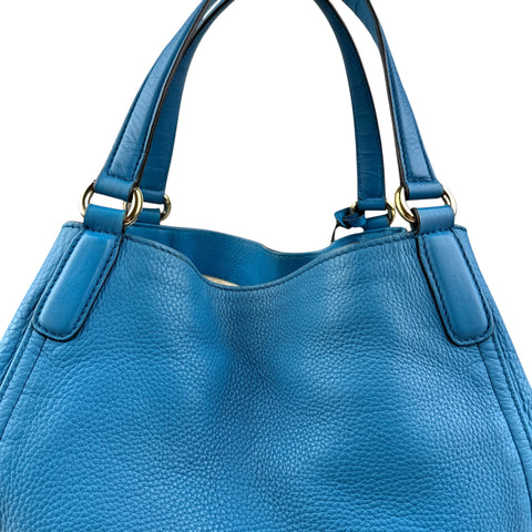 Gucci Teal Pebbled Leather Soho Medium Tote Bag