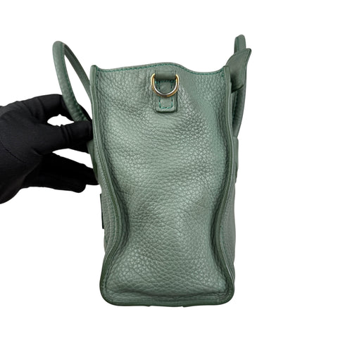 Pre-owned celine-nano-luggage-crossbody-bag-pebble-green-front-view
