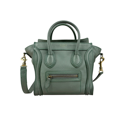 Celine Nano Luggage crossbody bag pebble green