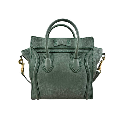 Celine Nano Luggage crossbody bag pebble green