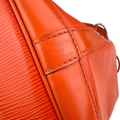 Pre-owned louis-vuitton-paris-lv-noe-epi-orange-leather-womens-drawstring-bucket-bag-front-view