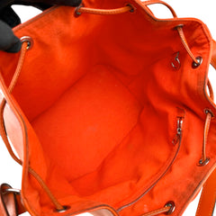 Pre-owned louis-vuitton-paris-lv-noe-epi-orange-leather-womens-drawstring-bucket-bag-front-view