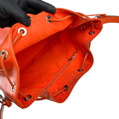 Pre-owned louis-vuitton-paris-lv-noe-epi-orange-leather-womens-drawstring-bucket-bag-front-view