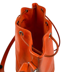 Pre-owned louis-vuitton-paris-lv-noe-epi-orange-leather-womens-drawstring-bucket-bag-front-view
