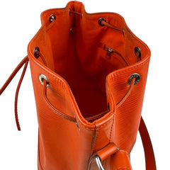 Pre-owned louis-vuitton-paris-lv-noe-epi-orange-leather-womens-drawstring-bucket-bag-front-view