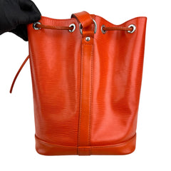 Pre-owned louis-vuitton-paris-lv-noe-epi-orange-leather-womens-drawstring-bucket-bag-front-view