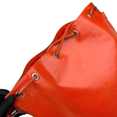 Pre-owned louis-vuitton-paris-lv-noe-epi-orange-leather-womens-drawstring-bucket-bag-front-view