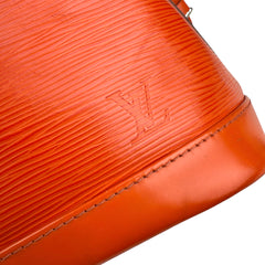 Pre-owned louis-vuitton-paris-lv-noe-epi-orange-leather-womens-drawstring-bucket-bag-front-view