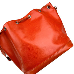 Pre-owned louis-vuitton-paris-lv-noe-epi-orange-leather-womens-drawstring-bucket-bag-front-view