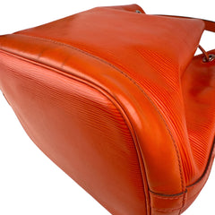 Pre-owned louis-vuitton-paris-lv-noe-epi-orange-leather-womens-drawstring-bucket-bag-front-view